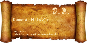 Demecs Milán névjegykártya